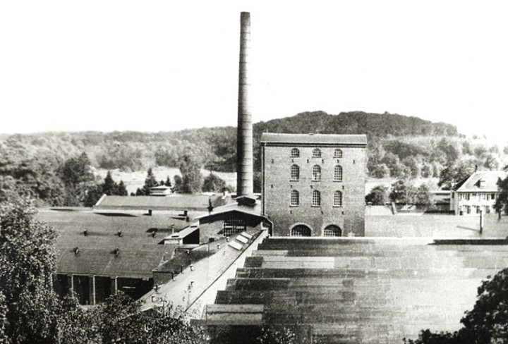 Panoramaansicht der Textilfabrik Cromford um 1900